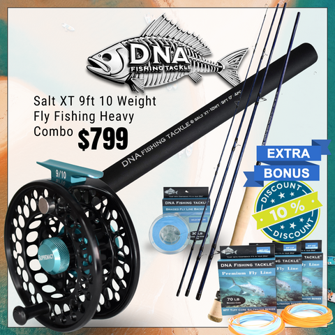 DNA Fishing’s Salt XT 9ft 10 Weight Saltwater Fly Fishing “Heavy Combo”