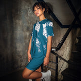 Teal Tribal Fish T-shirt dress