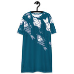 Teal Tribal Fish T-shirt dress