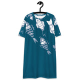 Teal Tribal Fish T-shirt dress