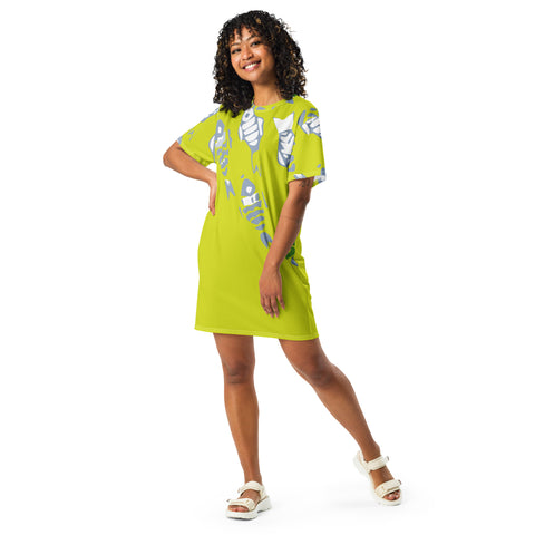 Lime Tribal Fish T-shirt dress